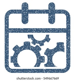Technical Day grainy textured icon for overlay watermark stamps. Flat symbol with dust texture. Dotted vector blue ink rubber seal stamp with grunge design on a white background.