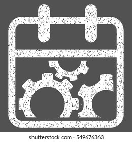 Technical Day grainy textured icon for overlay watermark stamps. Flat symbol with dust texture. Dotted vector white ink rubber seal stamp with grunge design on a gray background.