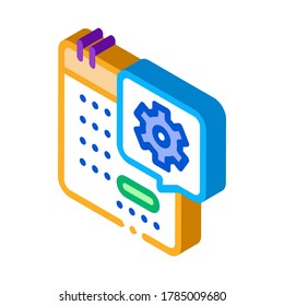 technical day on calendar icon vector. isometric technical day on calendar sign. color isolated symbol illustration
