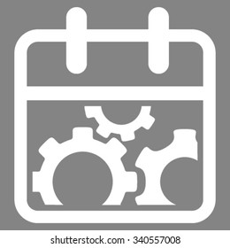 Technical Day vector icon. Style is flat symbol, white color, rounded angles, gray background.