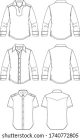 Technical design of men's shirts with editable stitching details