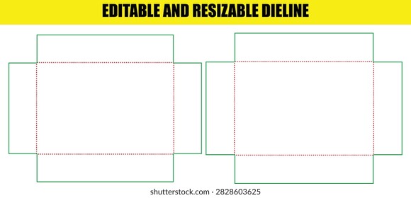 A technical dieline template for creating custom rectangular packaging boxes with clearly marked cutting lines and fold creases for manufacturing