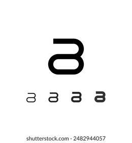 Technical digital font, cyber space alphabet, set of five different thicknesses of the trendy modern number 8 (thin, regular, bold, thick) made futuristic style, vector illustration 10EPS