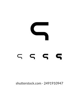 Technical digital font, cyber space alphabet, set of four different thicknesses of the trendy modern lowercase letter Q (thin, regular, bold, thick) made futuristic style, vector illustration 10EPS