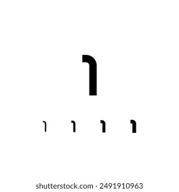 Technische Digitalschrift, Cyber Space Alphabet, Set aus vier verschiedenen Dicken der trendigen modernen Nummer 1 (dünn, regulär, fett, dick) gemacht futuristischen Stil, Vektorillustration 10EPS