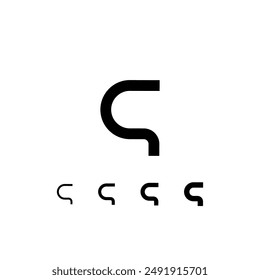 Technical digital font, cyber space alphabet, set of four different thicknesses of the trendy modern lowercase letter Q (thin, regular, bold, thick) made futuristic style, vector illustration 10EPS