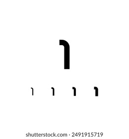 Technical digital font, cyber space alphabet, set of four different thicknesses of the trendy modern lowercase letter I (thin, regular, bold, thick) made futuristic style, vector illustration 10EPS