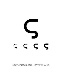 Technical digital font, cyber space alphabet, set of four different thicknesses of the trendy modern lowercase letter G (thin, regular, bold, thick) made futuristic style, vector illustration 10EPS
