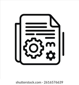 Technical Document with Gear Icon, Engineering and Configuration Concept