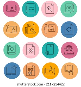 Technical Documentation icon set . Technical Documentation pack vector elements for infographic web. with trend color