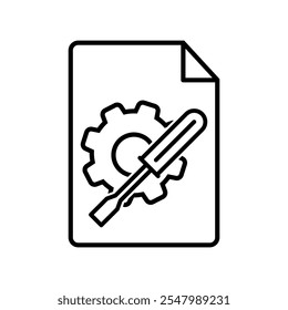 Vetor de ícone de documentação técnica. Sinal de ilustração manual. Símbolo ou logotipo da instrução.