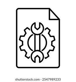 Vetor de ícone de documentação técnica. Sinal de ilustração manual. Símbolo ou logotipo da instrução.