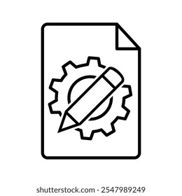 Vetor de ícone de documentação técnica. Sinal de ilustração manual. Símbolo ou logotipo da instrução.