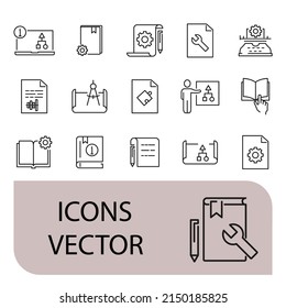 Technical Documentation icons set . Technical Documentation pack symbol vector elements for infographic web