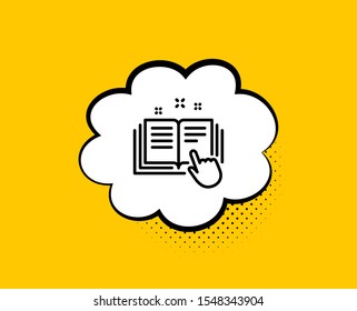 Technical documentation line icon. Comic speech bubble. Instruction sign. Yellow background with chat bubble. Technical documentation icon. Colorful banner. Vector