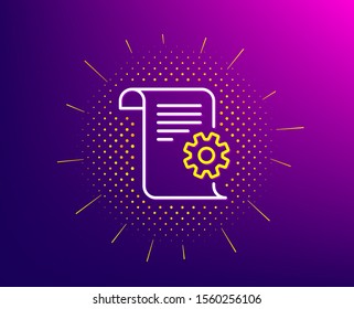 Technical documentation line icon. Halftone pattern. Instruction sign. Gradient background. Technical documentation line icon. Yellow halftone pattern. Vector