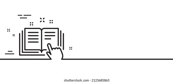 Symbol für die technische Dokumentation. Hinweisschild. Minimaler Hintergrund der Illustration. Banner für die technische Dokumentationslinie mit Symbolmustern. White Web Template Konzept. Vektorgrafik