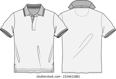 Technical draw - Polo t-shirt - front and back