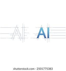 technical drawing artificial intelligence concept. artificial intelligence logo for business, technology world