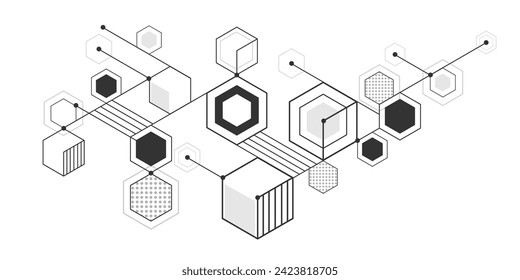 Technical drawing background . Geometric lines and squares. Technology Banner. Vector illustration .