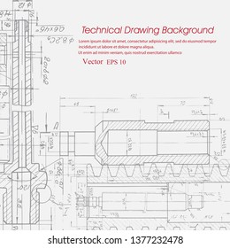 Technical drawing background .Mechanical Engineering drawing