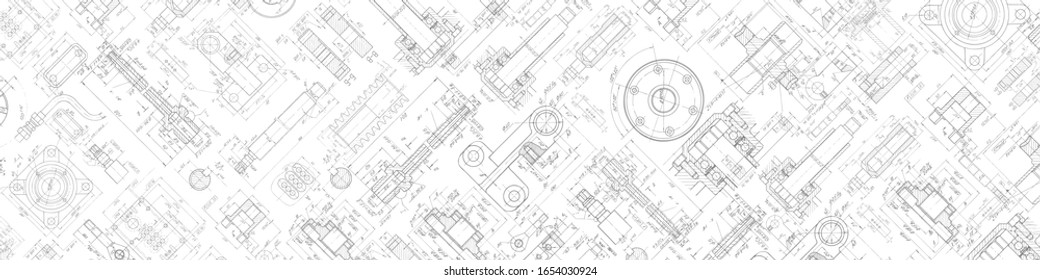  Technical drawing background .Mechanical Engineering background . . Technology Banner.Vector illustration .