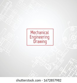 Technical drawing background . Mechanical Engineering drawing. Engine line drawing background