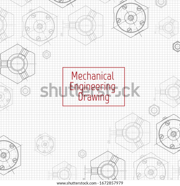 Technical drawing background .\
Mechanical Engineering drawing. Engine line drawing\
background