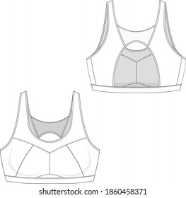 Technical Drawing For A Basic Model Of Sport Top \ Bra  Without Fasteners