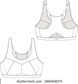 technical drawing for a basic model of sport top \ bra style 3