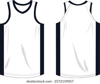 Technical Drawing of Basketball Jersey Top Design for Men and Women - Athletic Wear Clothing Illustration