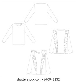 technical drawing blouse long sleeve sketch vector illustration 