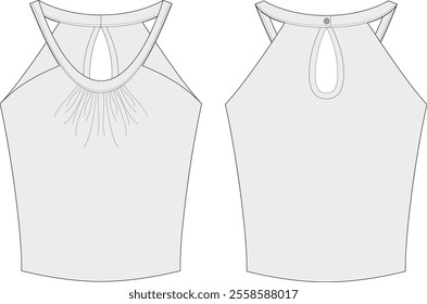 Technical drawing blouse tank top shoulder garment