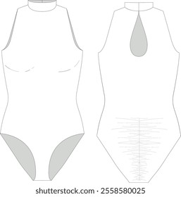 Technical drawing, bodysuit template for pole dancing