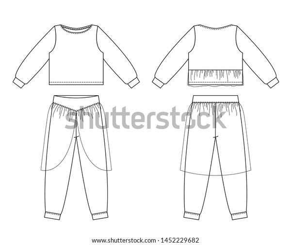 Technical Drawing Childrens Fashion Suit Trousers Stock Vector (Royalty ...