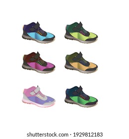 dibujo técnico y coloreado de zapatillas