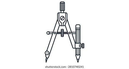 A technical drawing compass with attached pencils, used for precise measurements and drafting.