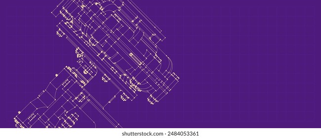 Technical drawing concept. Engineering drawing Background. Mechanical engineering drawing. Vector