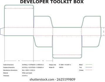 Technical Drawing Of A Developer Toolkit Box With Dimensions And Specifications