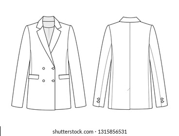 Technical Drawing Doublebreasted Jacket Stock Vector (Royalty Free ...