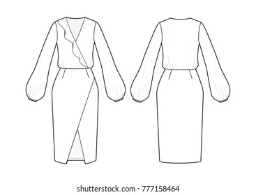Technical Drawing Dress Stock Vector (Royalty Free) 777158464