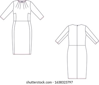 Technical drawing of dress. Front and back views.