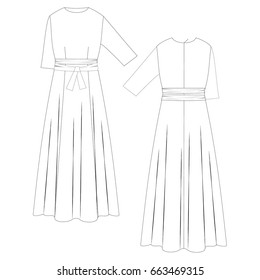 Technical Drawing Dress Sketch Vector Illustration: Stock-Vektorgrafik