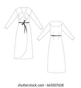 technical drawing dress sketch vector illustration 