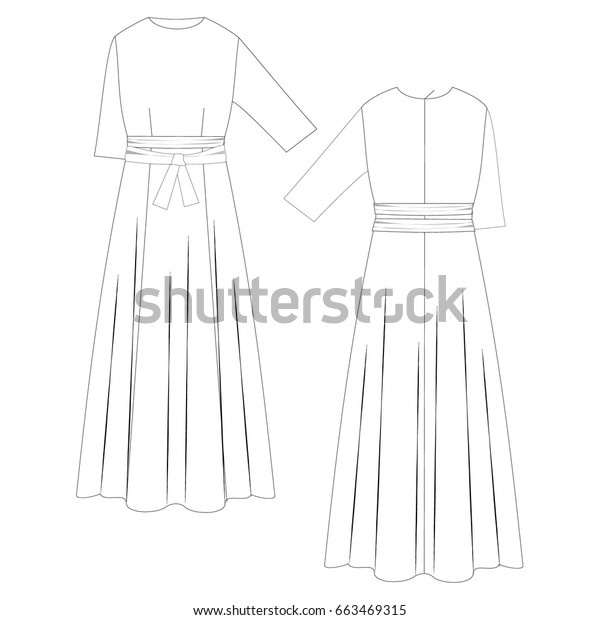 Technical Drawing Dress Sketch Vector Illustration Stock Vector ...