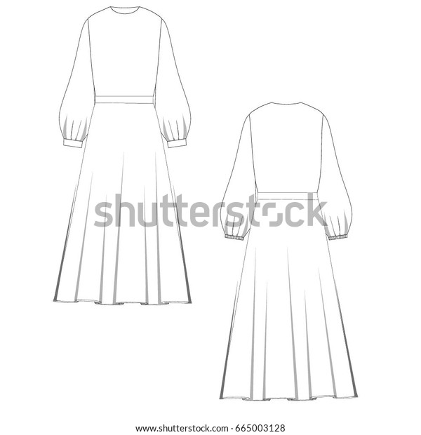 Technical Drawing Dress Vector Illustration Stock Vector (Royalty Free) 665003128 | Shutterstock
