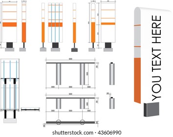 Technical drawing edge advertising signs.