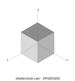 Technical drawing: example of cube and plans