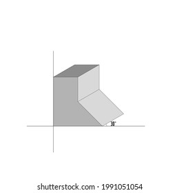 Technical drawing: example of a 30º (thirty degrees) cavalier perspective