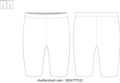 Technical drawing fashion flat men   short leggings front and back view